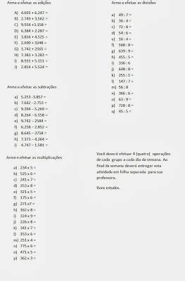 ATIVIDADE ARME E EFETUE AS OPERAÇÕES 4º ANO otopiabogor