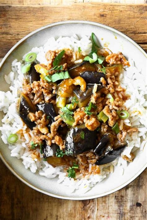 Gochujang Eggplant Rice Bowls Serving Dumplings