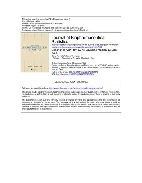 Pdf Experience With Reviewing Bayesian Medical Device Trials