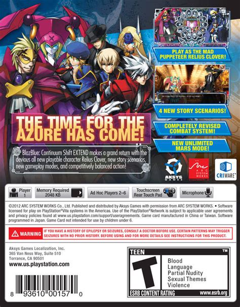 Blazblue Continuum Shift Extend Box Shot For Playstation Vita Gamefaqs