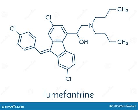 Lumefantrine Molecule Structural Chemical Formula Ball And Stick