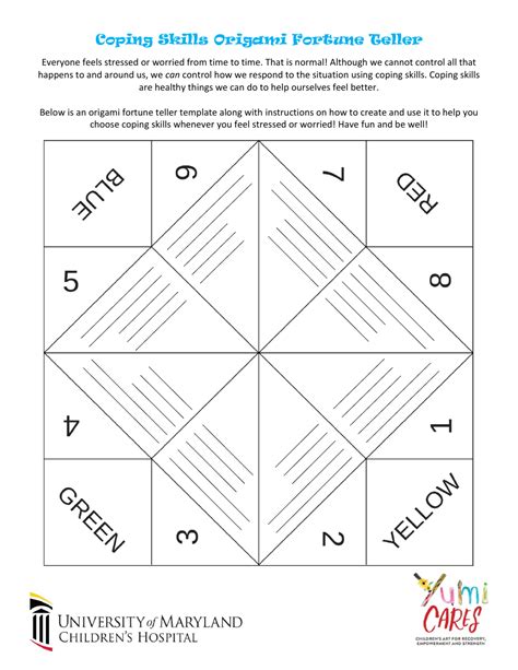 Coping Skills Origami Fortune Teller Template Download Printable Pdf Templateroller