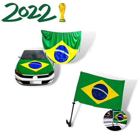 Kit Para Carro Bandeira Brasil Para Cap E Janela Copa Do Mundo Submarino