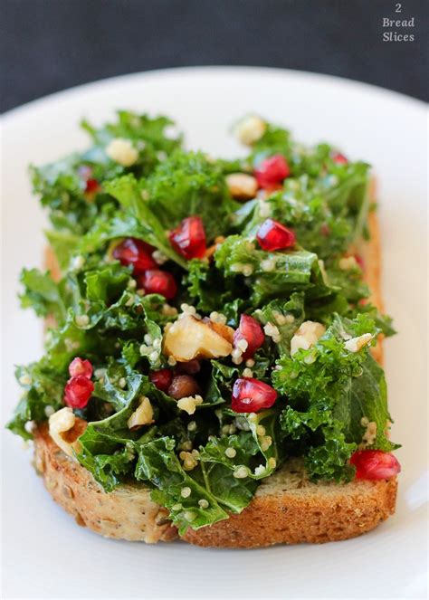 Receta De Open Sandwich De Kale Quinoa Y Granada Bread Slices