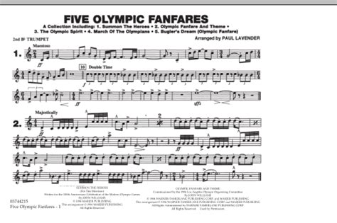 Five Olympic Fanfares Nd Bb Trumpet By Paul Lavender Sheet Music For