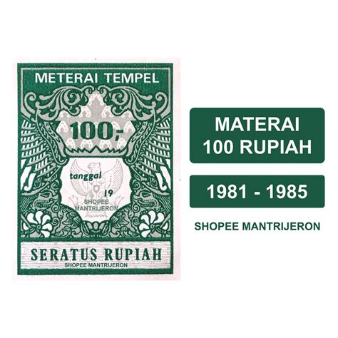 Jual Materai Tahun Meterai Tempel Seratus Rupiah Lama