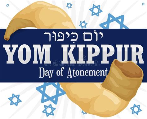 Shofar Horn With Scroll And Prohibitions Of Yom Kippur Vector