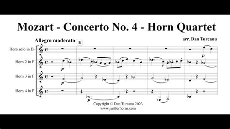 Mozart Horn Concerto No 4 Horn Quartet Youtube