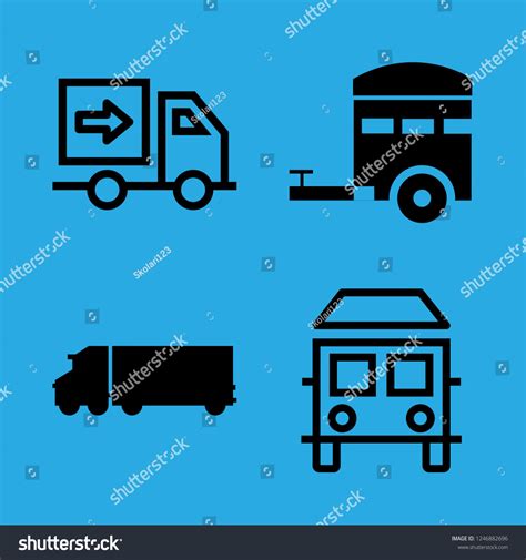 Trailer Icon Set About Trailer Icon Vector De Stock Libre De Regalías