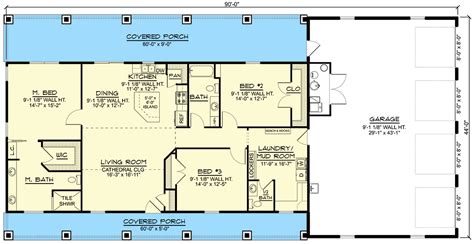 Square Foot Bed Barndominium With Oversized Car Side Entry