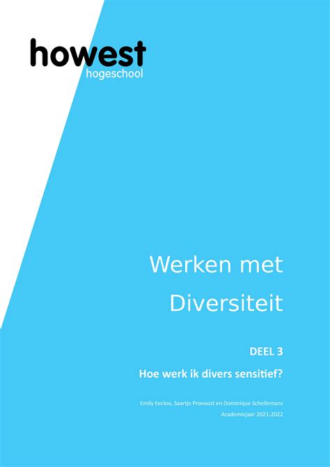 DEEL 3 Werken Met Diversiteit Hoe Werk Ik Divers Sensitief