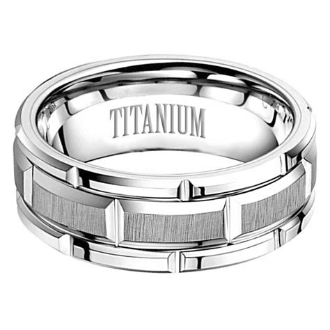 9mm Grooved Men Or Ladies Grooved With Brushed Center Titanium Wedding Band Ring Ebay