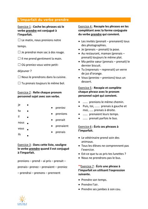 Imprimer Conjuguer Le Verbe Prendre Pics Tout Degorgement