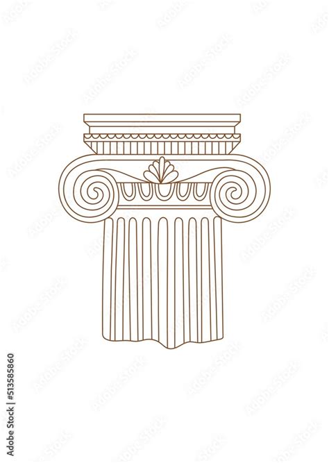 Linear Drawing Ancient Greek Column Architect Symbol Ionic Column