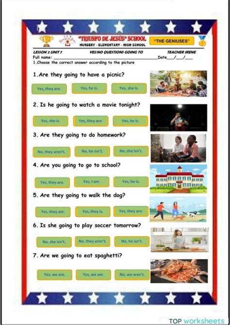 Yes No Questions With Be Going To Interactive Worksheet Topworksheets