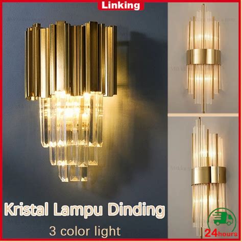 Jual CODLampu Dinding Kristal LED Minimalis 3 Warna Modern Mewah