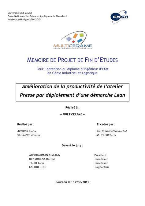 Memoire De Projet De Fin Detudes Pour Lo Memoire De Projet De Fin D