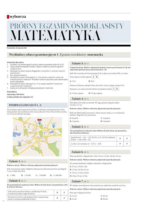 Pdf Pr Bny Egzamin Smoklasisty Matematykaprobny