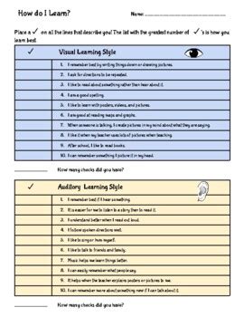 Learning Style Quiz by Carrie Steiner | Teachers Pay Teachers