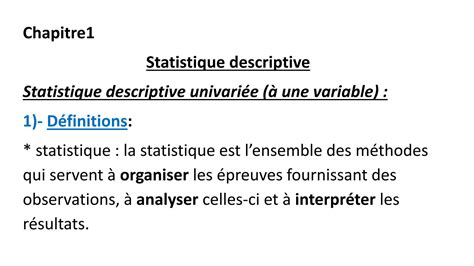 Solution Chapitre Statistique Descriptive Univari E Studypool