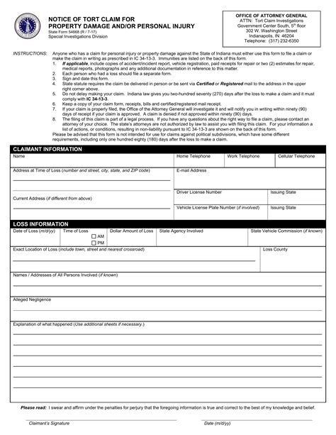 Tort Claim Form Fill Out Printable Pdf Forms Online