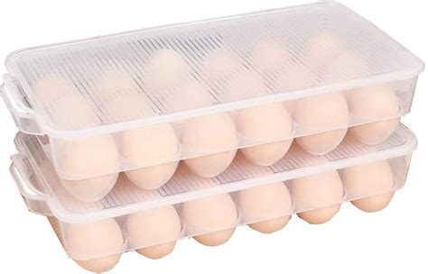 Amazon Pack Covered Egg Holders For Refrigerator Egg Tray