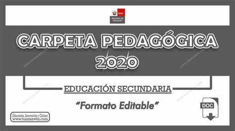 Carpeta Pedagógica 2020 Educación Secundaria Formato Editable Tu