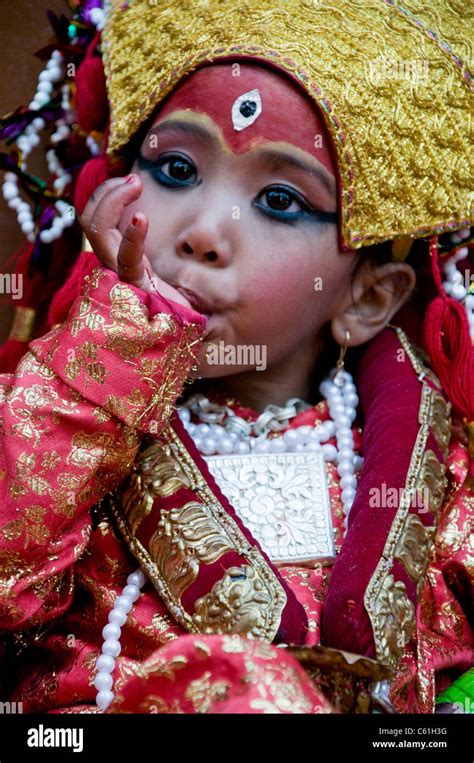 The Kumari of Sanhku, worshiped as the reincarnation of the Hindu God ...