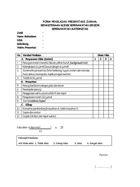 Form Penilaian Presentasi Jurnal Pdf