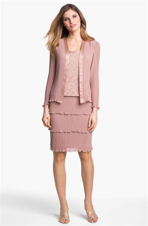 Patra Lace Chiffon Jacket Dress In Purple Mauve Lyst