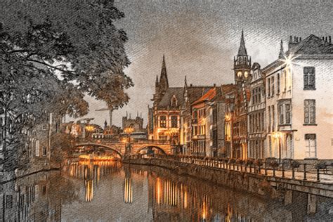 Ghent Belgium Color Sketch Graphic By Poster Boutique Creative Fabrica