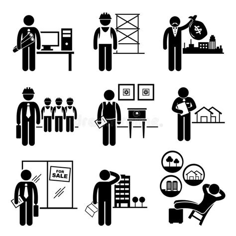 Construction Worker Job Pictogram Stock Vector Illustration Of