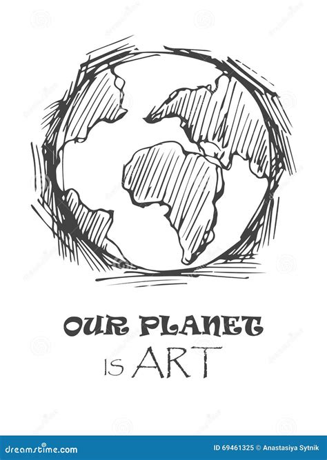 Vector Illustration Of Hand Drawn Global Earth Planet Cool Sketch