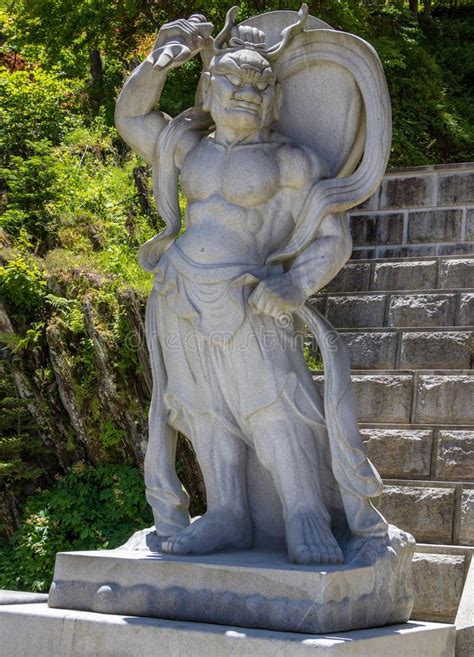 Stone Demon Guard Statuesque Guardian Statue At The Entrance To The