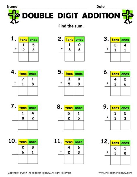 Double Digit Addition Without Regrouping Worksheets