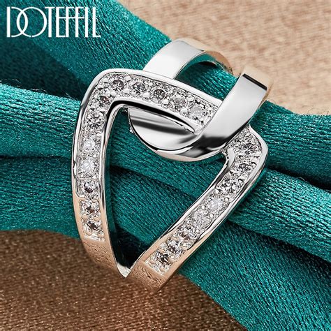 Doteffil Sterling Silver Geometry Aaaaa Zircon Ring For Woman Man