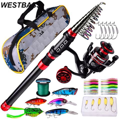 WESTBASS Telesc Pica Pesca Rod Combo Carbono Viagem Rod Spinning Reel