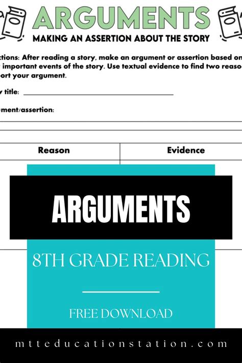 Arguments | 8th Grade Reading Worksheet | MTT Education Station | 8th