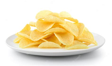 Premium Photo Potato Chips In A Plate Isolated