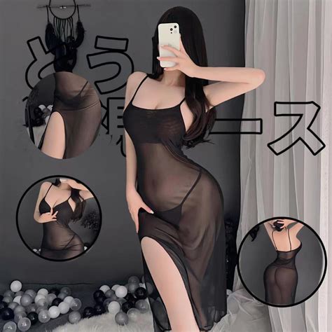 Jual L Sexy Lingerie Hot Dress Transparan Dengan Belahan Samping Baju Tidur Wanita Shopee