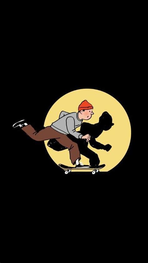 Tintin Is Skating Charlie Brown Bart Simpson Skate Snoopy Fictional