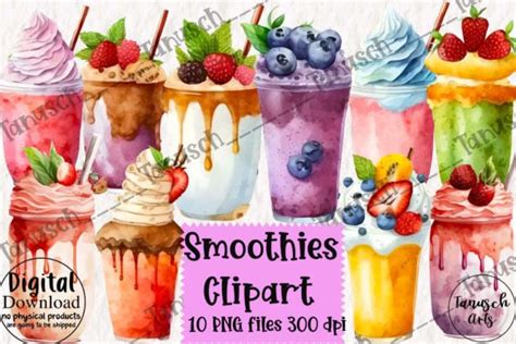 Watercolor Smoothies Clipart Part Graphic By Tanuscharts Creative