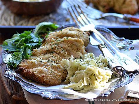 Italian Breaded Chicken With Alfredo Pasta Allys Kitchen
