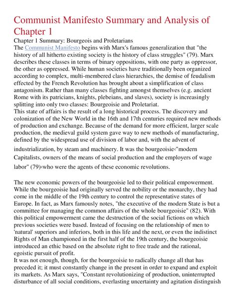 35+ Communist Manifesto Chapter 1 Summary - YosiNupus