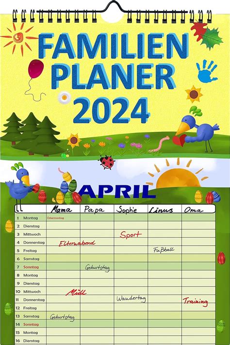 Familienplaner 2024 Mit 5 Spalten Familienkalender A4 Terminplaner