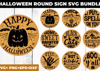 Halloween Round Sign Svg Bundle Halloween T Shirt Svg Bundle Buy T