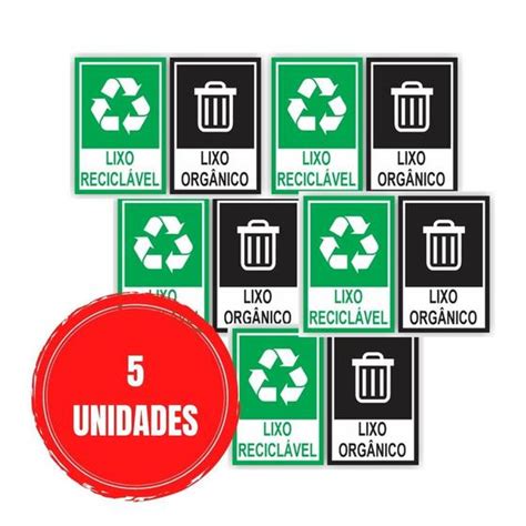 Kit Placas Lixo Organico Reciclavel X Cm Personalize Saco De