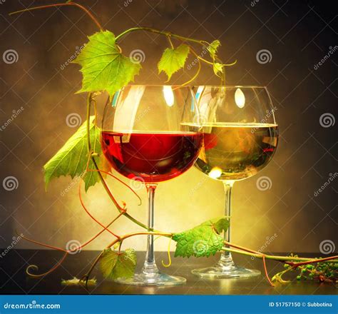 Two Glasses Of Wine Stock Photo Image Of Background 51757150