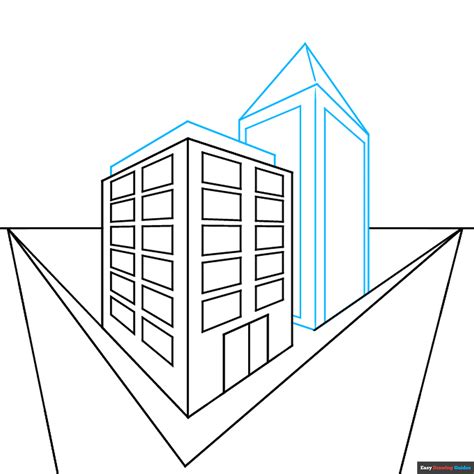 One Point Perspective Drawing City