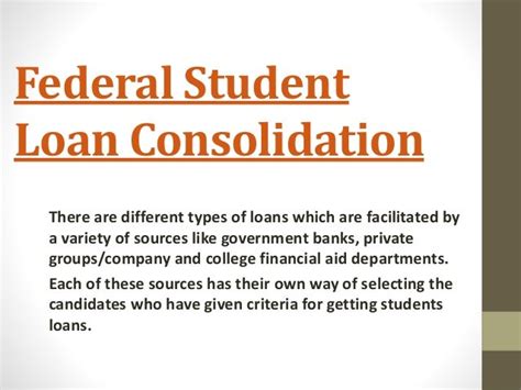 Federal Student Loan Consolidation Program USA